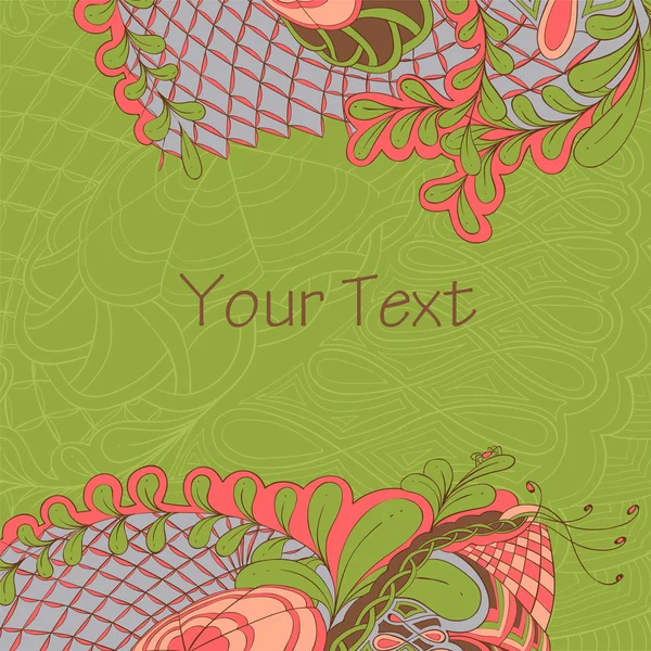 Gree zentangle 花柄ボーダー要素と背景パターン — ストックベクタ