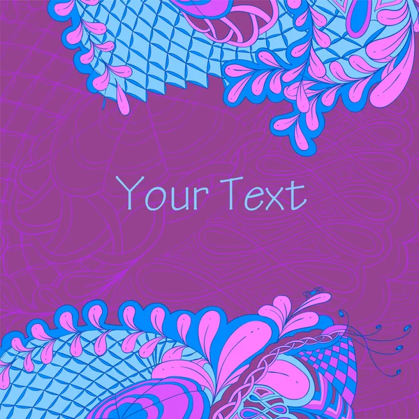 Arka plan deseni ile zentangle çiçek kenarlık öğelerini purp üzerinde