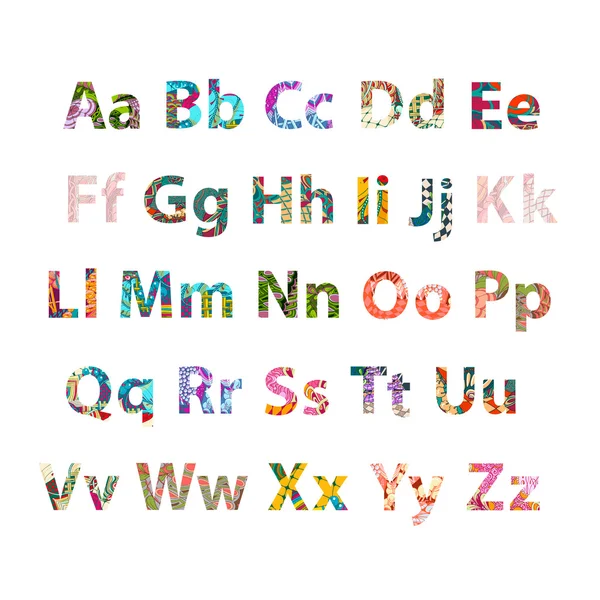 İngilizce alfabe. Zentangle elemanları ile dekoratif harfler 