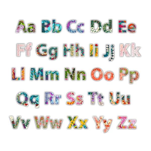 İngilizce alfabe. Beyaz backgr gölge ile dekoratif harfler