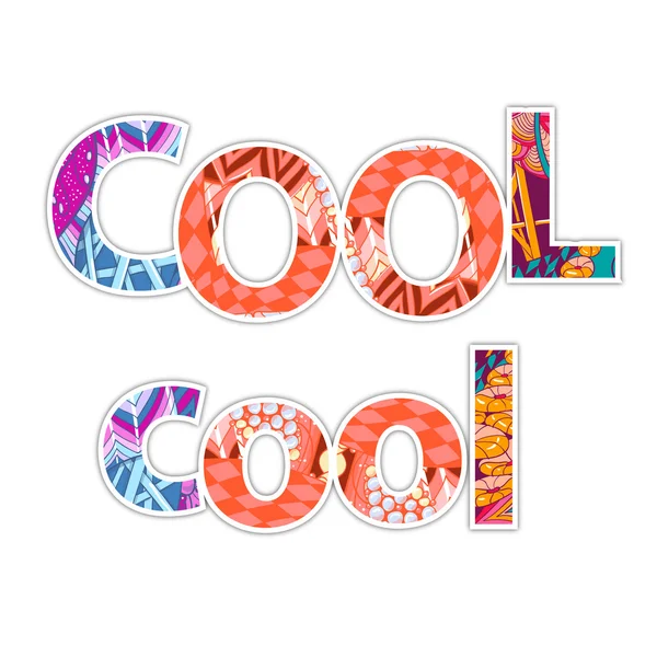 Beyaz arka plan üzerinde dekoratif parlak kelime serin