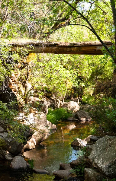 Dünne Schieferbrücke Über Wasserlauf Extremadura — Stockfoto