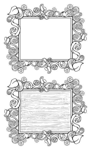 Decorative vector frames in graphic style, with floral elements — Stock Vector