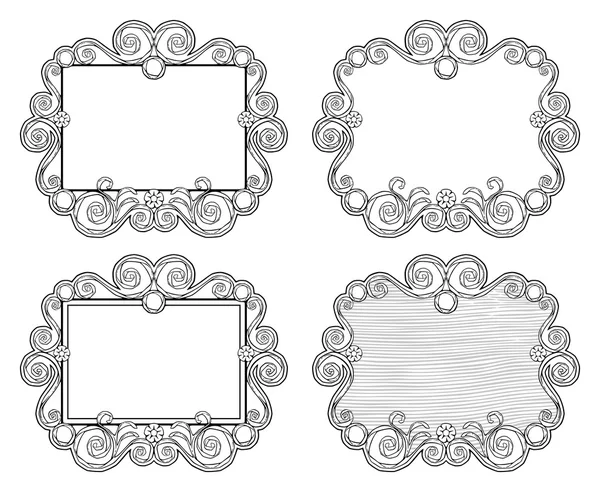 Dekorative Vektorrahmen im grafischen Stil mit floralen Elementen — Stockvektor