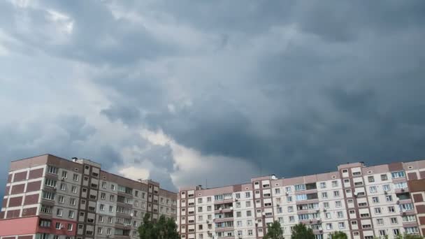 Clouds Moving over the Multistorey Buildings Time Lapse — Stock Video