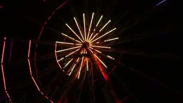 Lampu Ferris Wheel di Malam hari — Stok Video