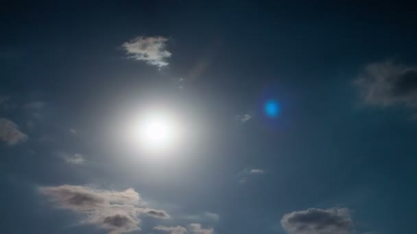 Night Moon Rising on the Horizon over the Trees and Clouds. Time Lapse — Stock Video