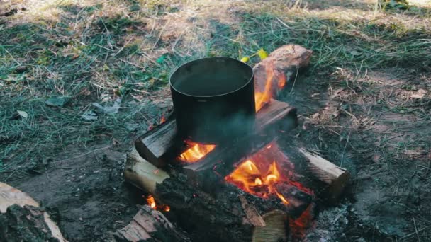 Cozinhar na fogueira — Vídeo de Stock