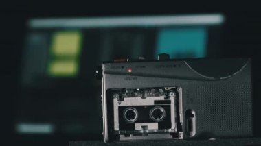 Taşınabilir Teyp Kayıtları Ses veya Röportajlar Bir Mini Kasette