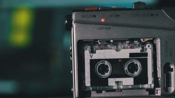 Portable Tape Recorder Records Sound or Interviews on a Mini Cassette — 비디오