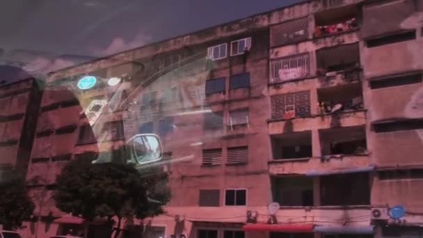 Stedelijke slurven van de stad Stone Town, Zanzibar, Multi-verdiepingen Shabby Huizen — Stockvideo