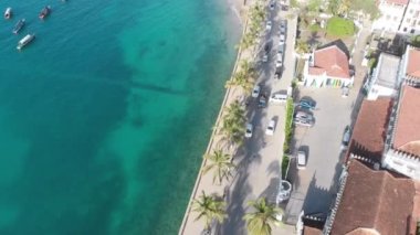 Palmiyeli Aerial Stone Town Embankment, Okyanuslu Liman, Zanzibar