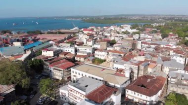 Taş Şehri, Zanzibar Şehri, Gecekondu Çatı ve Fakir Sokaklar Hava Manzarası, Afrika