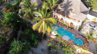 Hava manzaralı Afrika Tropikal Plaj Tatil Köyü, Thatched-Roof Otelleri, Havuzlar, Zanzibar