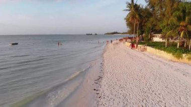 Palm Trees, Coastal Hotels, Zanzibar, Low Flight sahil şeridi