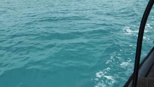 Superficie de agua turquesa con el agua más pura en el océano azul, Zanzíbar, Mnemba — Vídeos de Stock