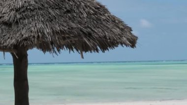 Ocean, Straw Parasol Zanzibar, Afrika 'daki Kumsal' da Şemsiye Thatched