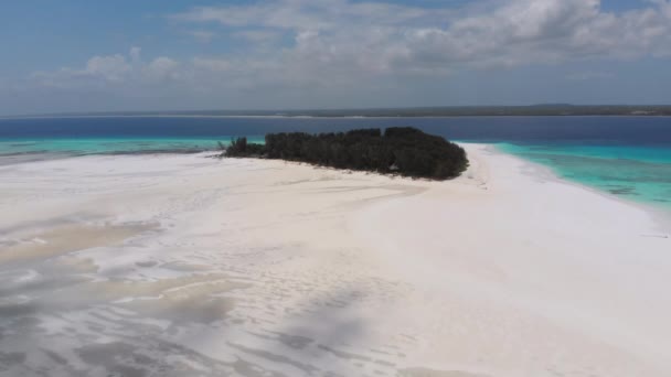 Paradise Private Island of Mnemba no Oceano Turquesa, Zanzibar, Vista Aérea — Vídeo de Stock