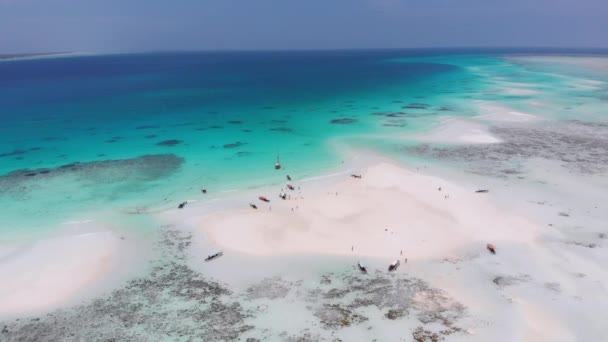 Homokpadok az óceán közepén Trópusi sziget Mnemba, Zanzibár Aerial View — Stock videók