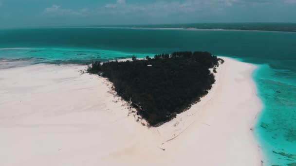 Paradise Private Island of Mnemba i Turkos hav, Zanzibar, Flygfoto — Stockvideo