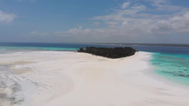 Paradise Private Island of Mnemba no Oceano Turquesa, Zanzibar, Vista Aérea — Vídeo de Stock