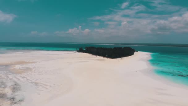 Paradise Private Island of Mnemba no Oceano Turquesa, Zanzibar, Vista Aérea — Vídeo de Stock