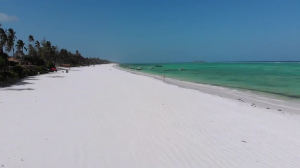 Ocean at Low Tide, Aerial View, Zanzibar, Shallows of Coral Reef, Matemwe Beach — Stock video