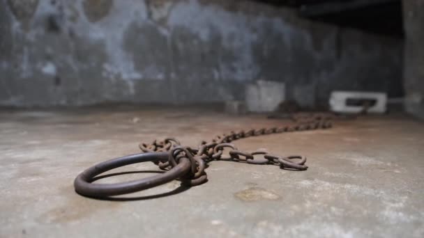 Sklavenkammer in der Nähe des ehemaligen Sklavenhandels-Marktes in Stone Town, Sansibar, Dungeon — Stockvideo
