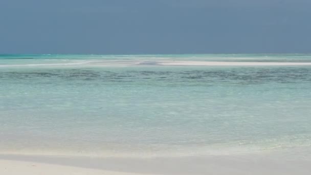 Praia do Paraíso Vazia com Areia Branca e Água Clara no Oceano, Zanzibar, Mnemba — Vídeo de Stock