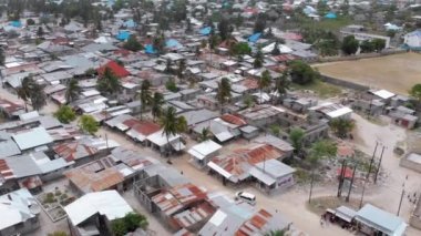 Hava Manzaralı Afrika Varoşları, Yerel Köy 'ün Kirli Evleri, Zanzibar, Nungwi