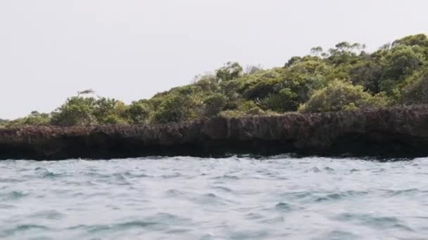 Lagune bij Kwale Island in Menai Bay, Mangroven met riffen en rotsen, Zanzibar — Stockvideo