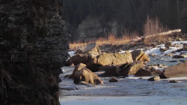 Berg rivier loopt snel — Stockvideo