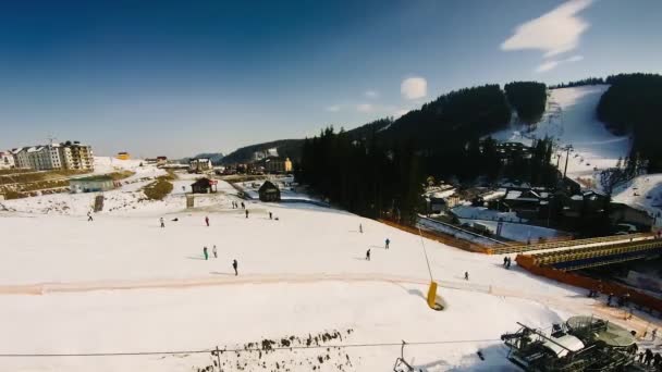 People go skiing in the ski resort. TimeLapse — Stock Video