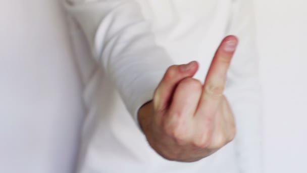 Man shows gestures and signs with his hands. — Stock Video