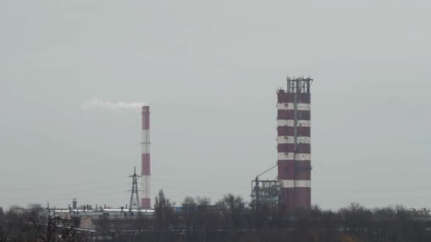 A planta, a indústria pesada, a fumaça dos tubos — Vídeo de Stock