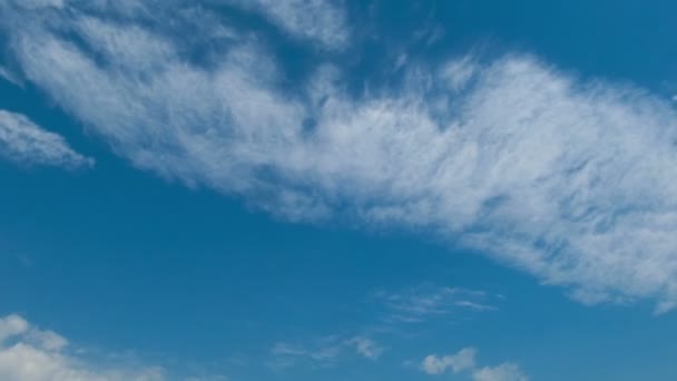 Wolken ziehen in den blauen Himmel. — Stockvideo