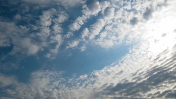 Wolken ziehen in den blauen Himmel. — Stockvideo