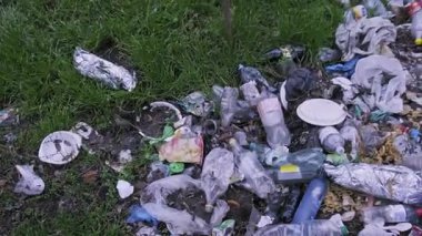 Çeşitli ev atıkları ve orman zemininde biyolojik olarak çözülemeyen atıklar birikiyor. Bu statik çekim yerdeki cam, plastik ve alüminyum folyodan oluşan kirliliğin dokusunu yakalar..