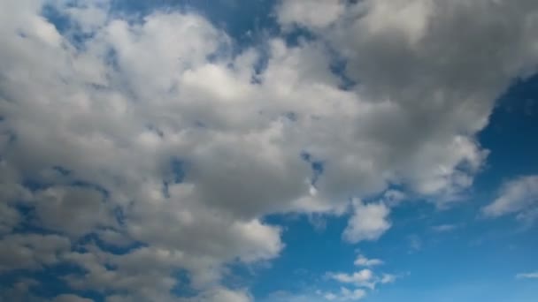 Хмари, що рухаються на блакитному небі . — стокове відео