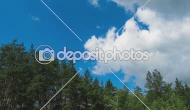 Ağaçlar üzerinde hareket gökyüzünde bulutlar.