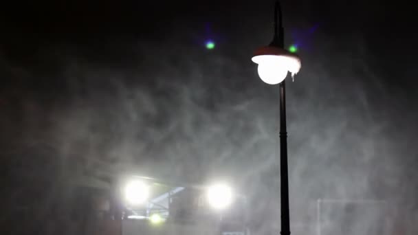 Lamppost no inverno e neve . — Vídeo de Stock