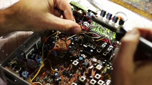 Soldering Electronics on Circuit Board — Stock Video
