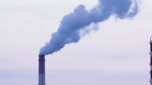 Roken van buizen van de industriële fabriek in de stad. — Stockvideo