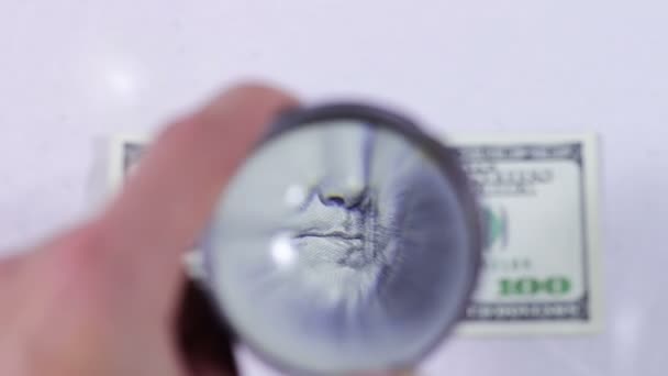 One Hundred Dollars Under The Magnifying Glass — Stock Video