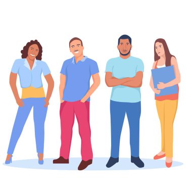 Çok ırklı insanlar bir arada duruyor. toplum çeşitliliği illüstrasyon kavramı