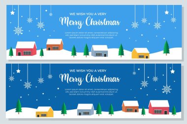 Yılbaşı pankartı vektör illüstrasyonu seti