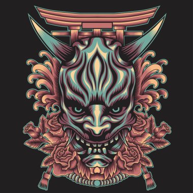 Japon süslemeli onili maske