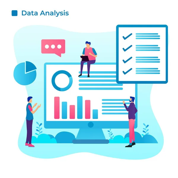 平面设计中数据分析的说明性矢量图形 — 图库矢量图片