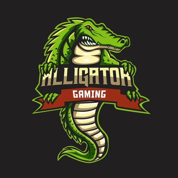 Alligator Mascotte Logo Ontwerp Template Gemakkelijk Bewerken Aan Passen — Stockvector
