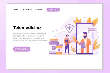 Çevrimiçi Eczacı Doktor Smartphone 'un yanında duruyor. İlaç hapları ve şişeler alışveriş sepetinde. Eczane Konsepti.